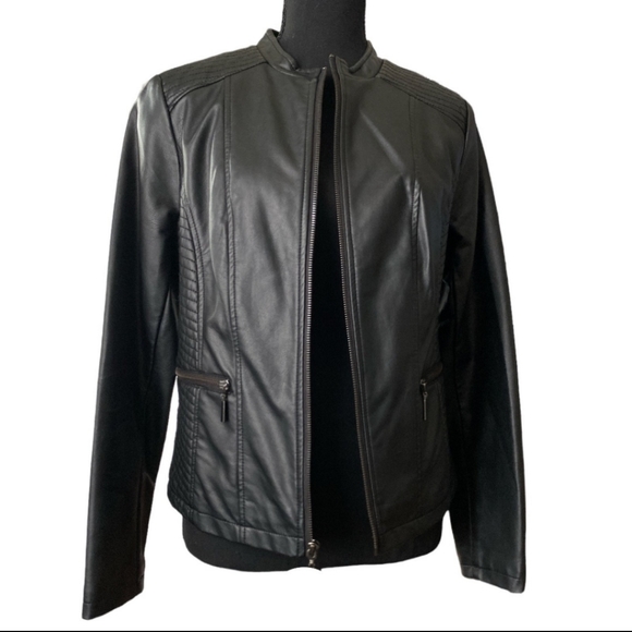 Alfani Jackets & Blazers - Alfani Faux Leather Moto Jacket, Size S